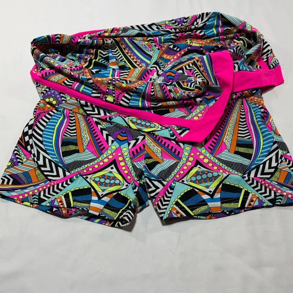 Tzu Tzu Golf Skort Medium Bright Geometric Pink Trim Athletic Tennis Skirt - Picture 5 of 8
